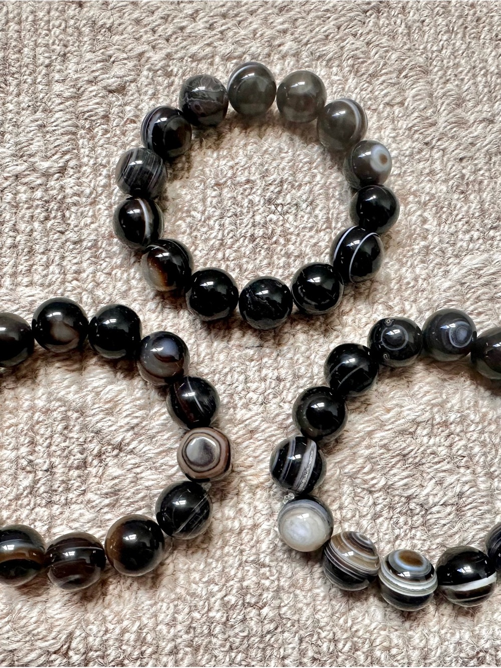 Tibetan Dzi Bead Bracelet Made From Black and White Banded Agate